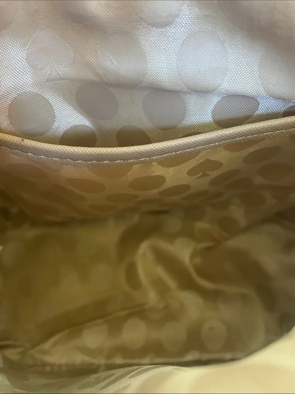 Kate Spade tan crossbody with floral, butterfly and fruit accents